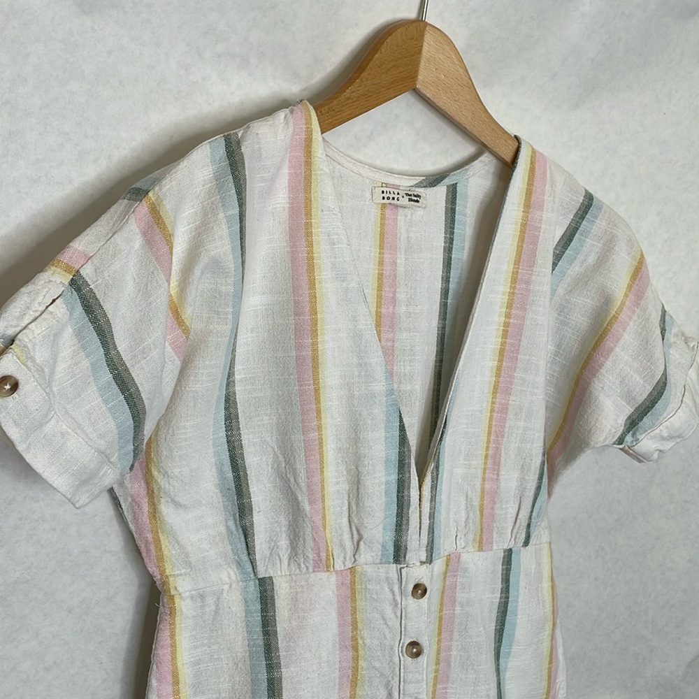 Billabong Salty Blonde Weaver Jumpsuit Size Small Rainbow Striped Crop Wide Leg - Picture 3 of 14
